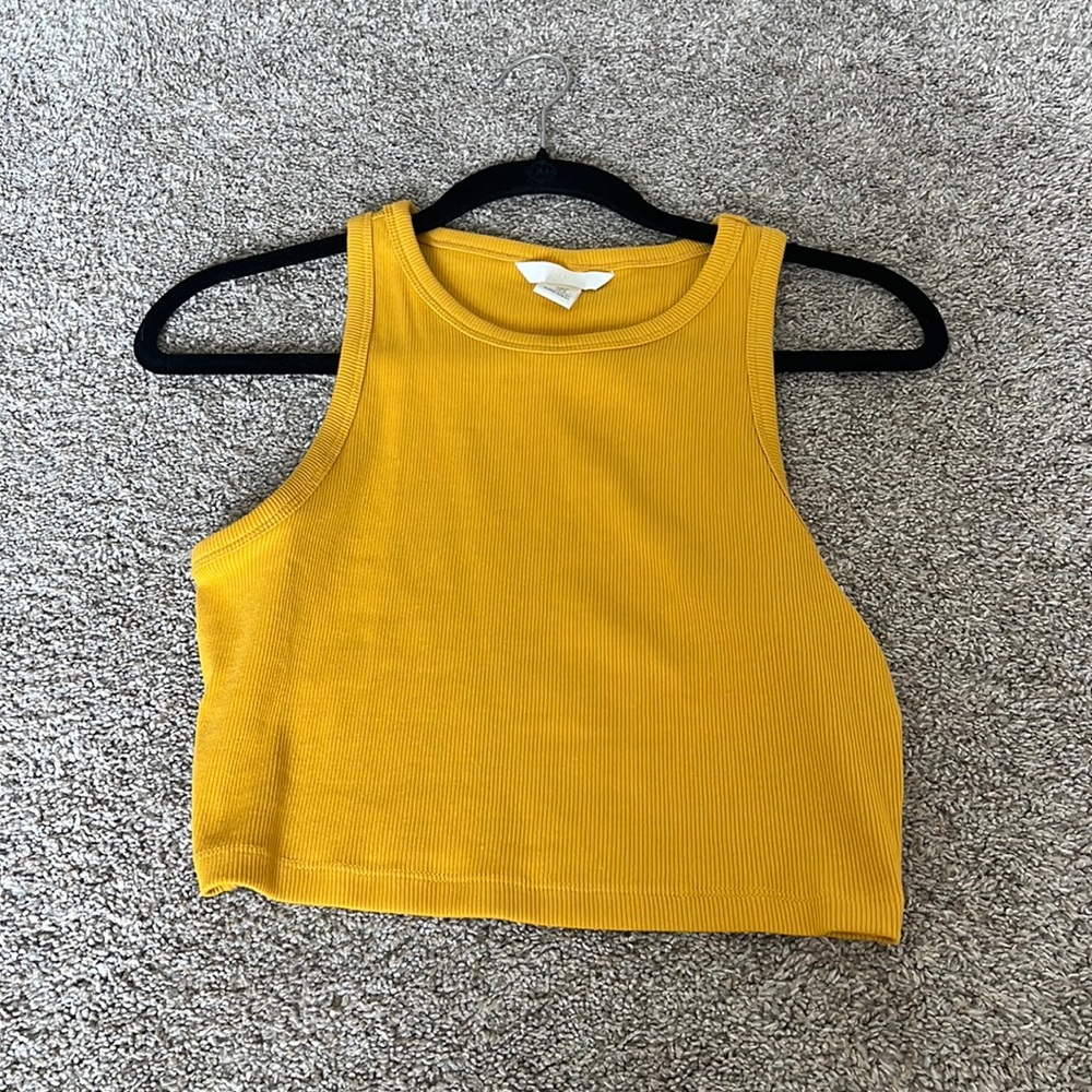 H&M dark yellow crop, never worn.